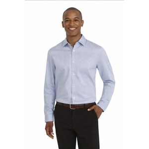 DKNY Men's Dress Shirt Woven Button-Up Regular Fit Light BLUE-WHITE,XX LARGE NEW